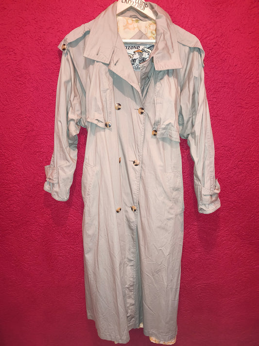 Vintage 80s/90s OZONO Beige Oversized Trench Coat | Double-Breasted Long Duster (Size L/XL)