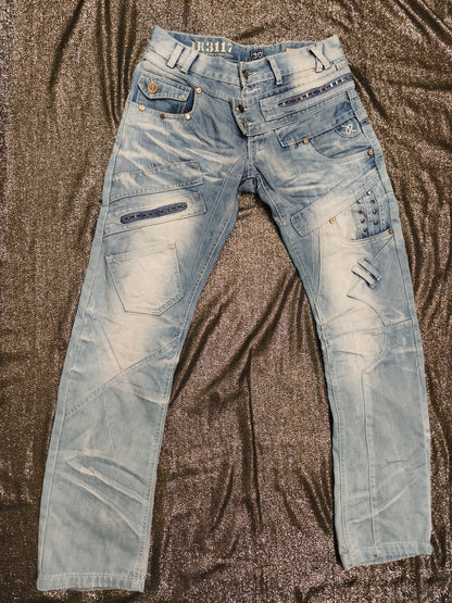 J Rag Famous Denim Mens Blue Jeans Size 30 Distressed Studded Y2K JR3117