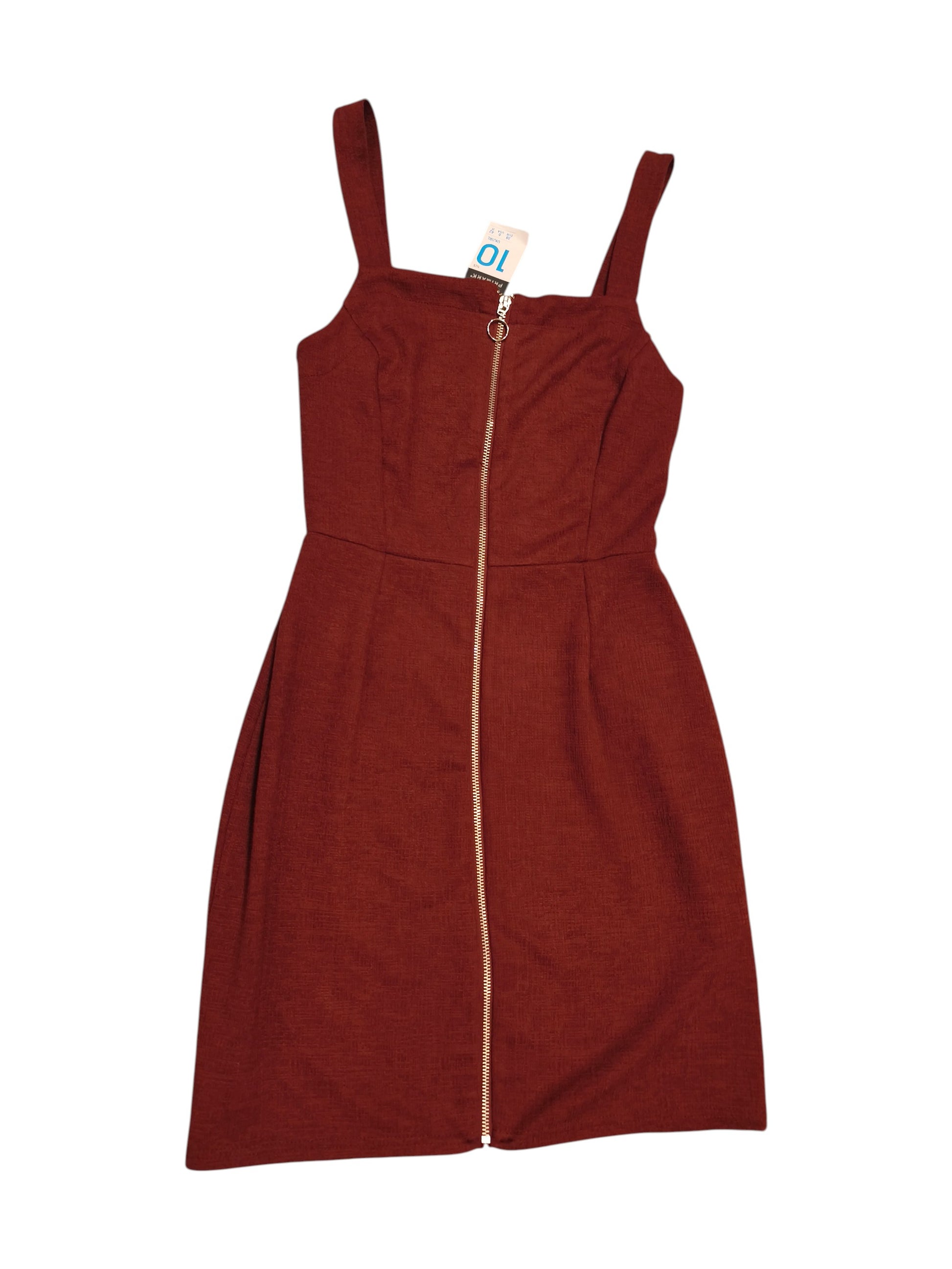 Primark Burgundy Pinafore Dress Size 10 Zip Front Bodycon Mini Wine Re – CRISSSHOP