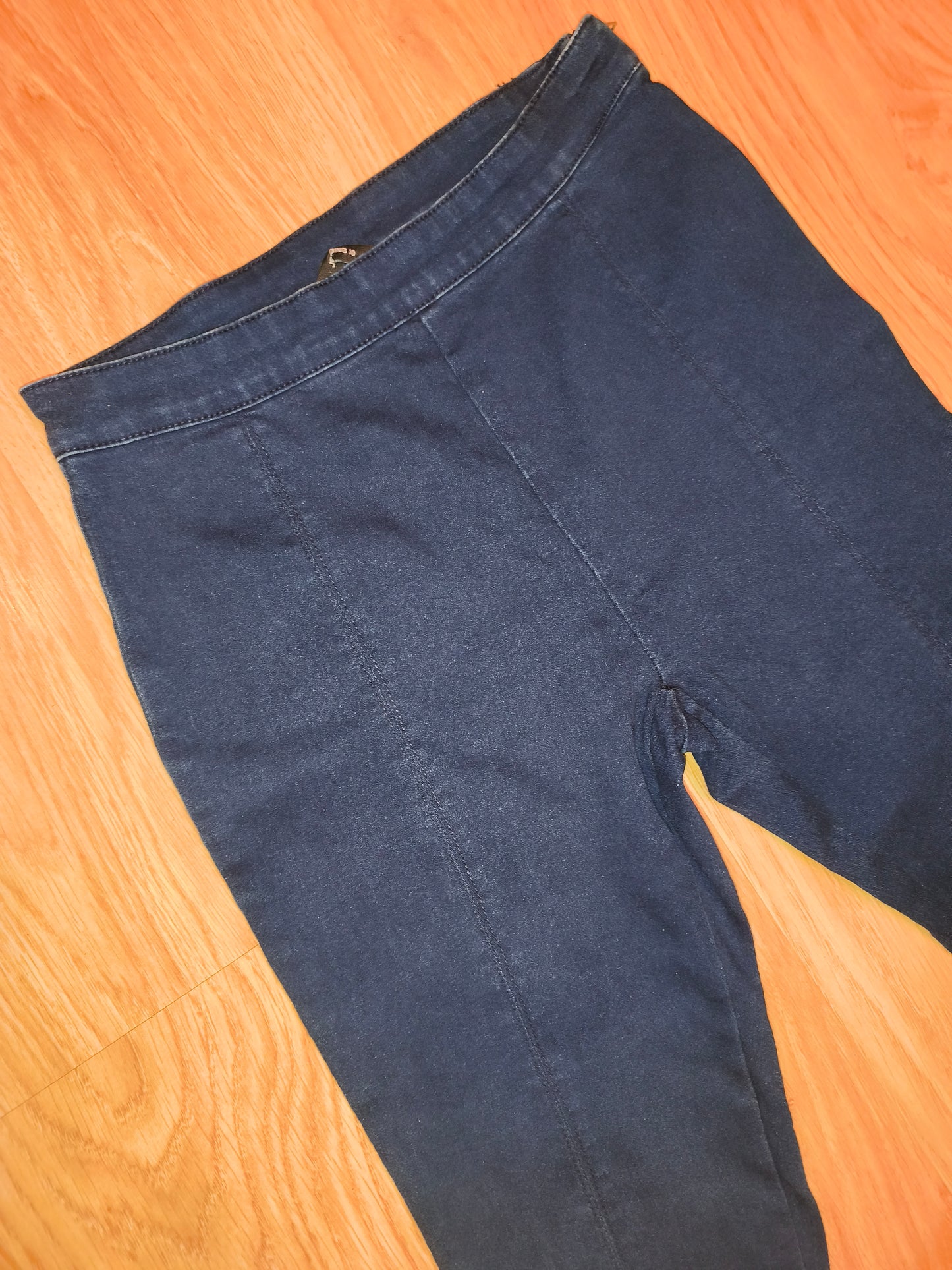 High-Waisted Indigo Blue Skinny Jeggings with Side Zipper – Size UK 10 / M