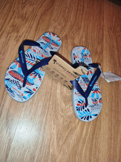 Copacabana by Ipanema Kids Tropical Print Flip Flops – Navy Blue (Size EUR 32 / UK 13) – NWT