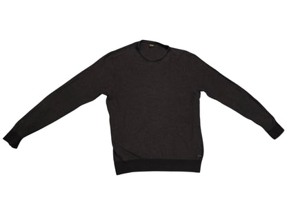 HUGO BOSS Black Textured Knit Sweater Men's XL Crew Neck Cotton Blend Pullover
