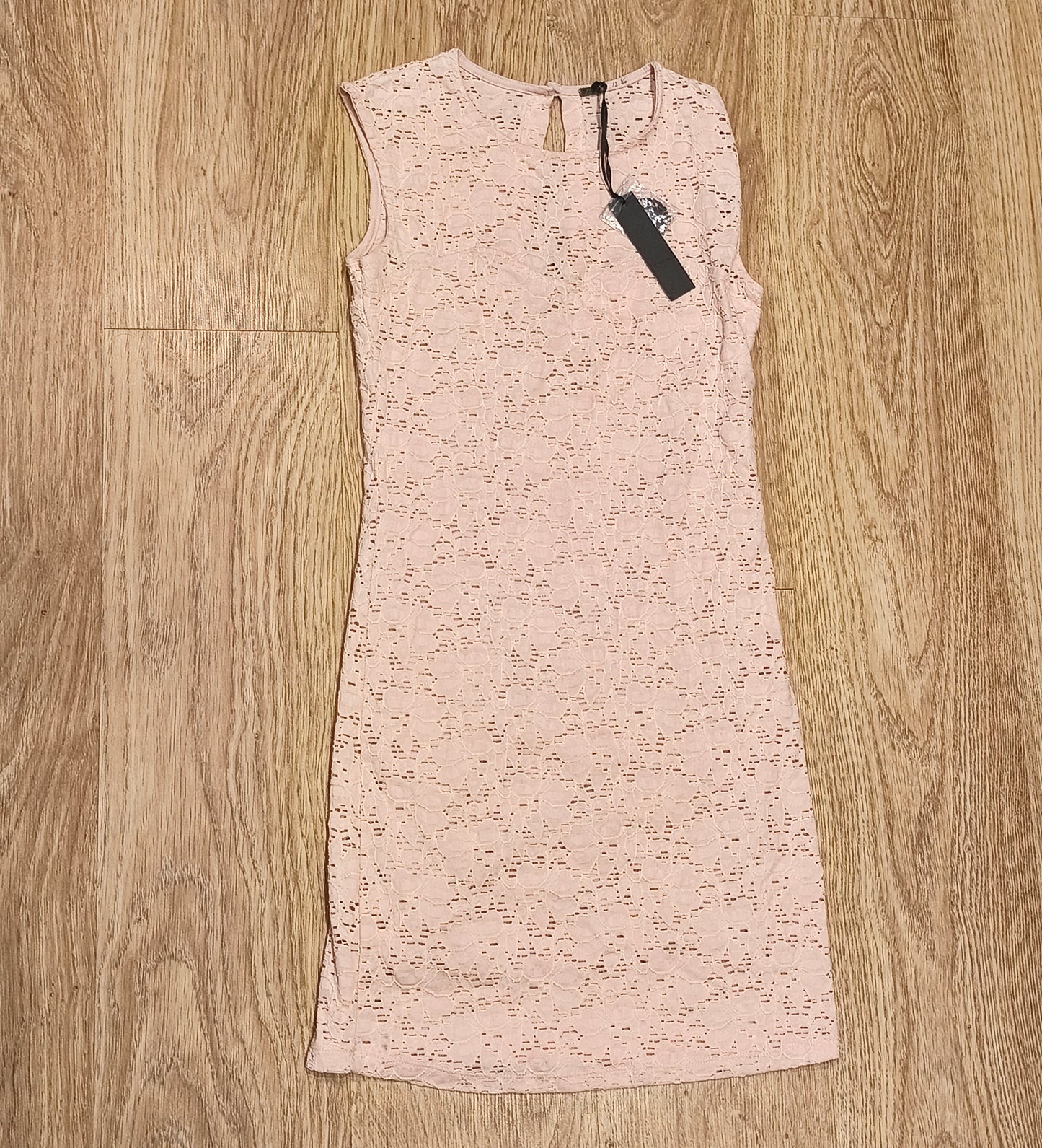 Poof Apparel Pink Floral Lace Mini Dress Womens Large Sleeveless NWT