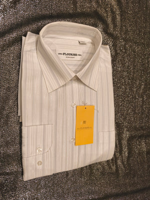 HNG FLOURISH High Shirt Men's Size 40 (Medium) White Metallic Silver Pinstripe