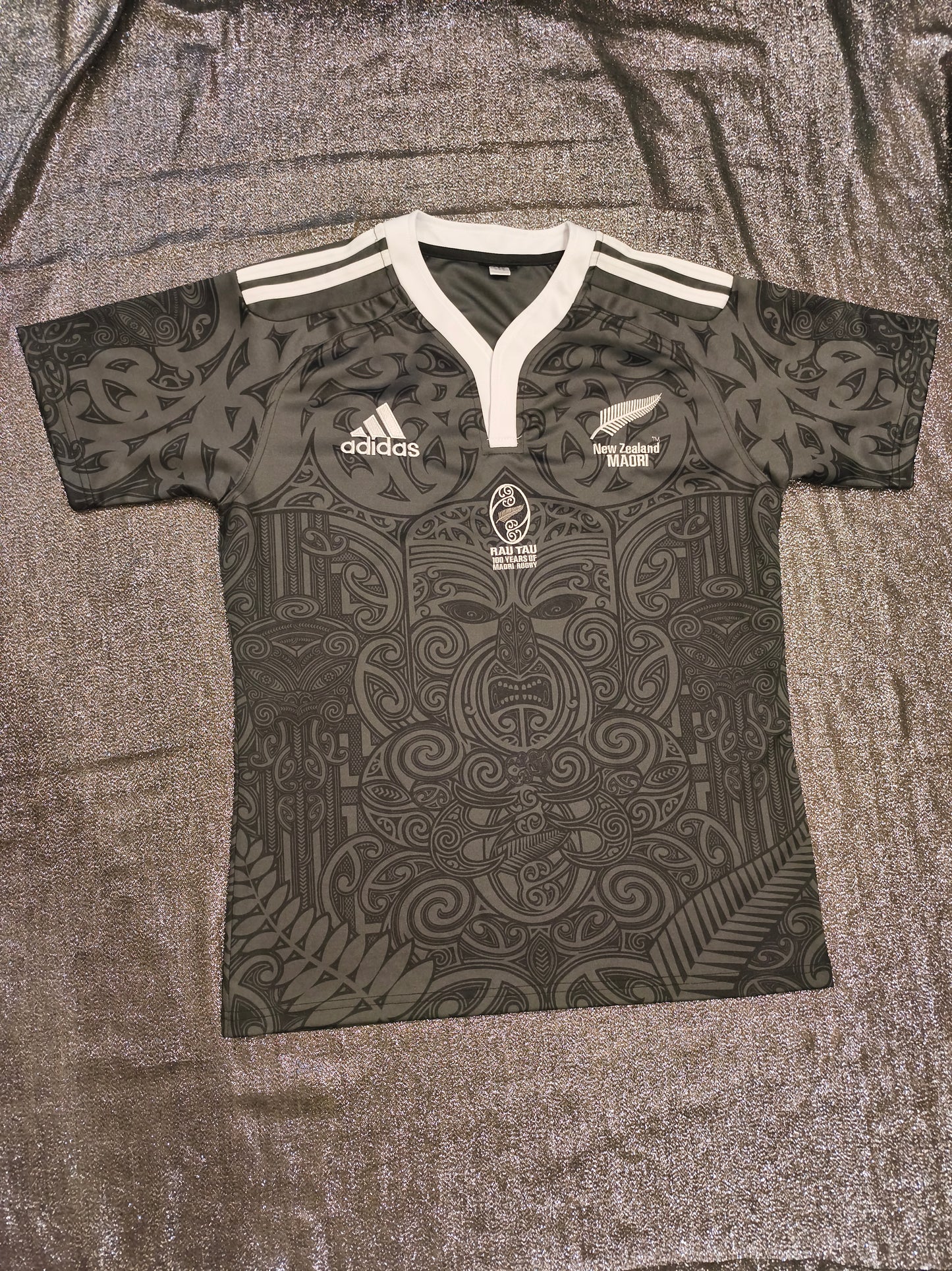 Adidas New Zealand Māori All Blacks "Rau Tau" 100 Years Rugby Jersey