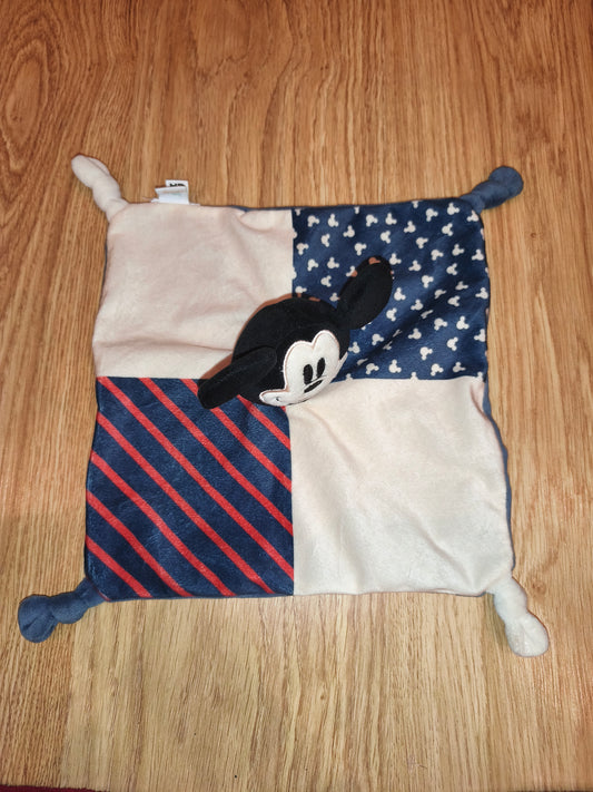 Disney Baby Mickey Mouse Security Blanket | Soft Patchwork Infant Comforter Soother Toy
