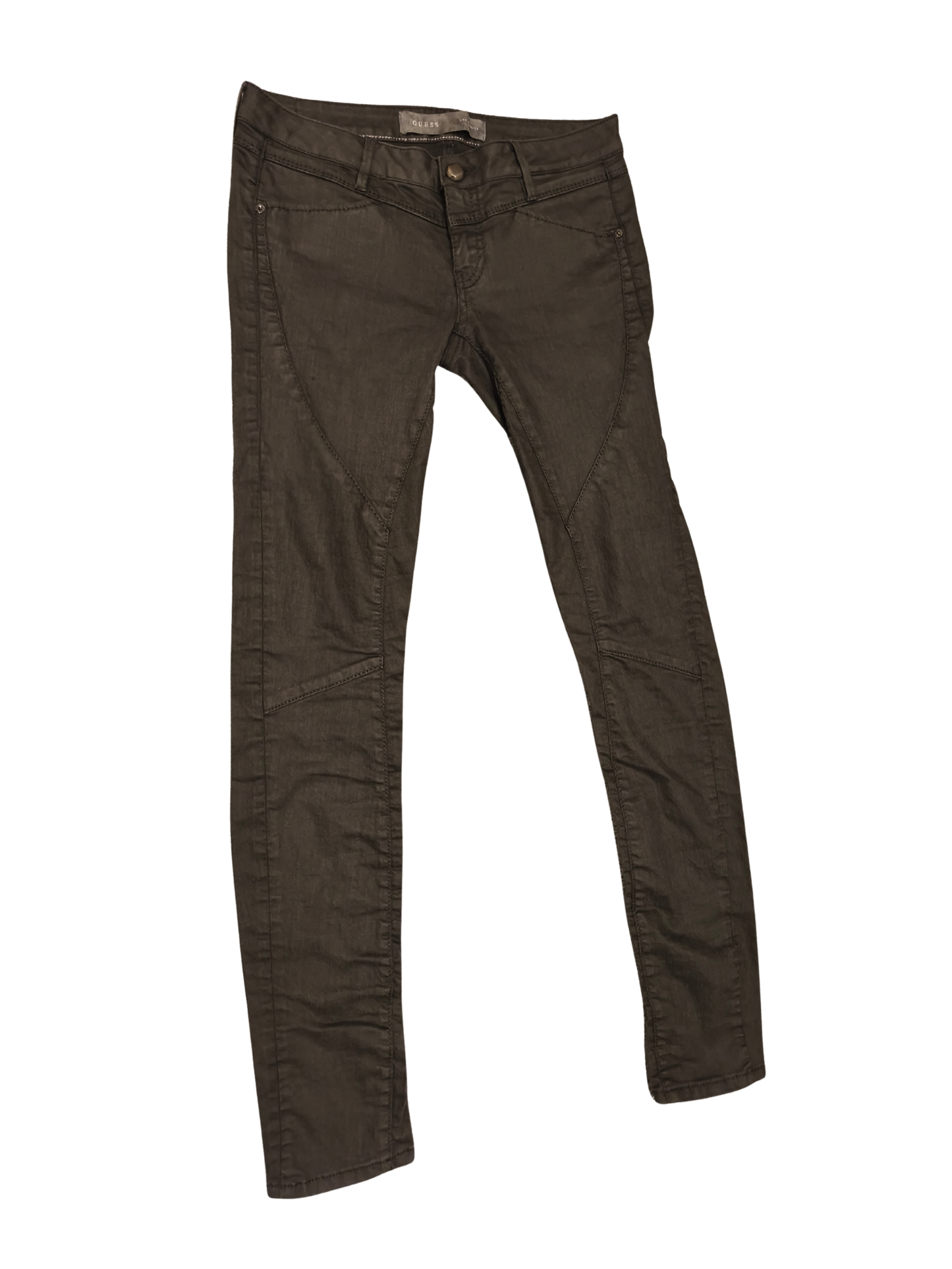 GUESS Los Angeles Women’s Skinny Jeans Waxed Coated Black Grey Size 28