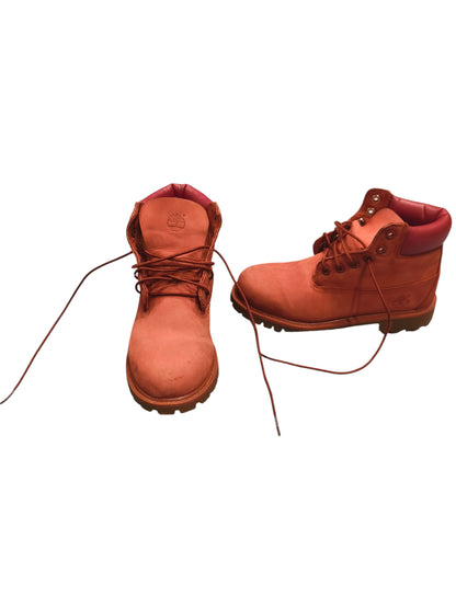 Timberland 6" Premium Waterproof Boots Red Nubuck Youth Size 2 US A14TE Kids