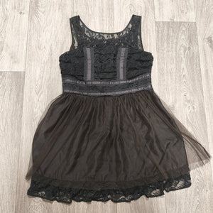 Next Petite Womens Black Lace Tulle Dress Size 14 Goth Party Cocktail Mini