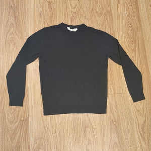 H&M Boys Dark Navy Blue Fine Knit Jumper Sweater Crewneck 100% Cotton Size 10-12Y