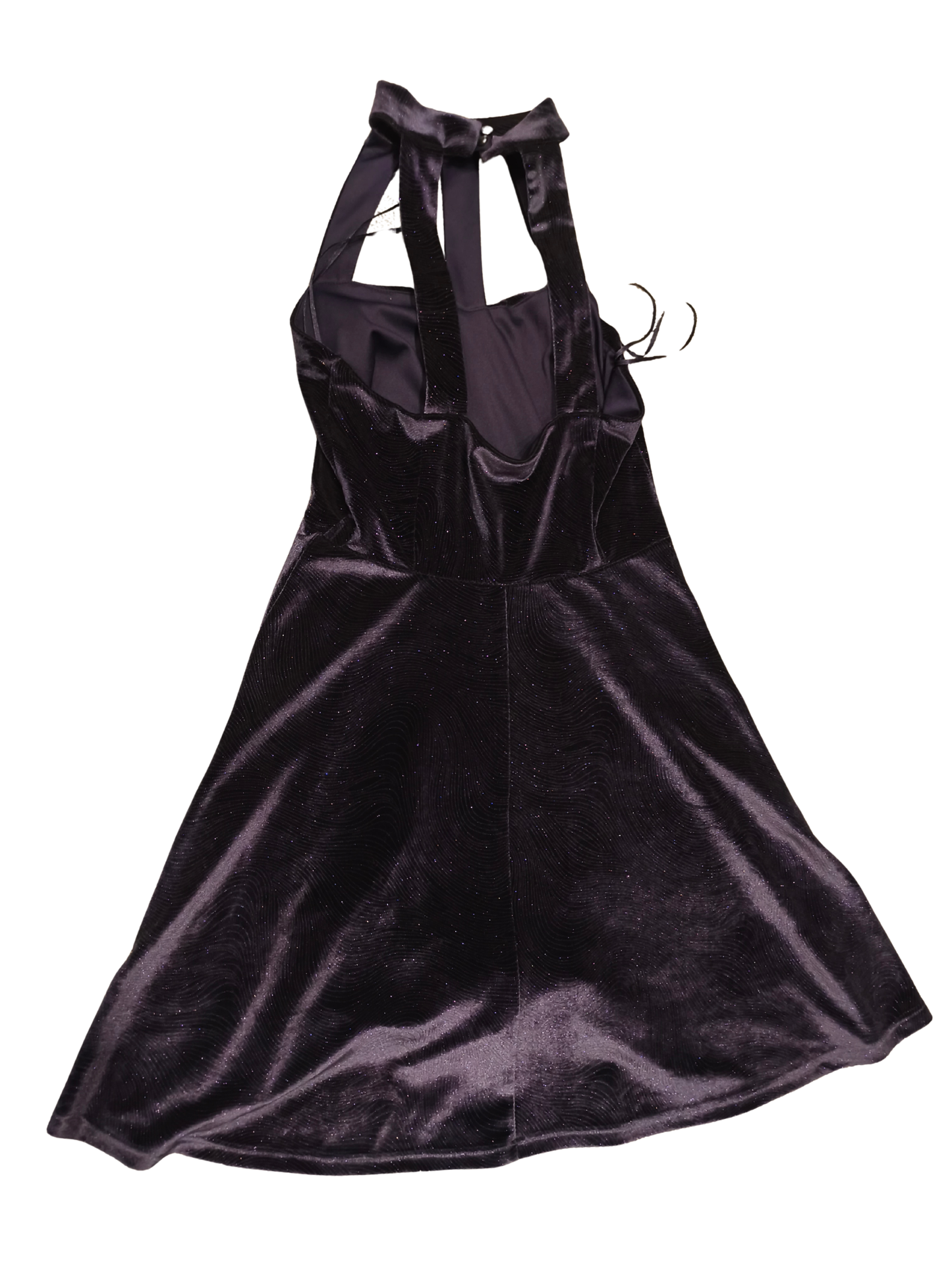 COAST Black Sparkle Velvet Halter Dress UK 8 US 4 Fit & Flare Wedding Party