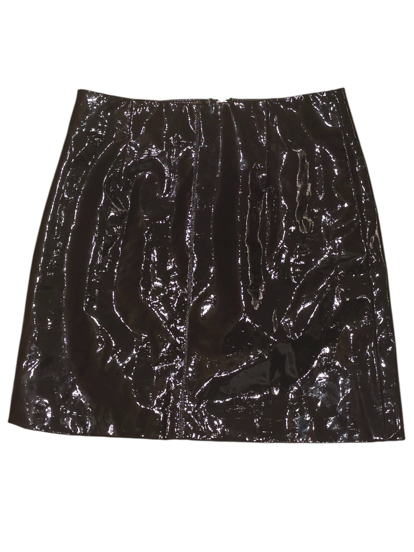 Gina Tricot Black Patent Faux Leather Mini Skirt - Size 34 (XS) - Shiny Vinyl PU