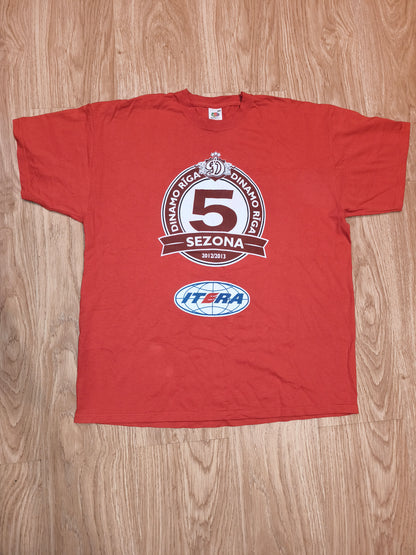 Vintage Dinamo Riga KHL 5th Season (2012/2013) Fan T-Shirt – Red (Size XXL)