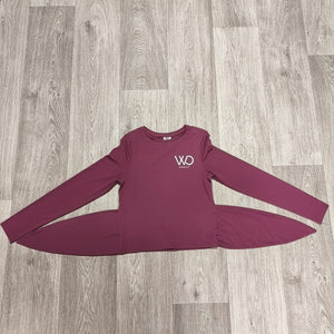 WRKOUT WO Damen-Activewear-Oberteil für Gymnastik und Yoga, rosa, Größe S, langärmelig, seitlich zum Binden