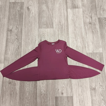 WRKOUT WO Womens S Pink Long Sleeve Tie Side Activewear Gym Yoga Top