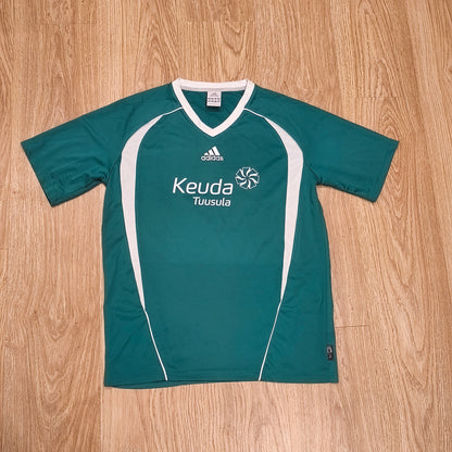 Adidas Mens Green Climalite Short Sleeve Soccer Jersey Shirt Keuda Tuusula #4