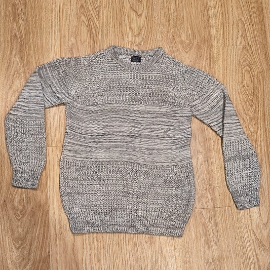 Next Boys Jumper Sweater Grey Black Marl Chunky Knit Crew Neck Age 11 146cm