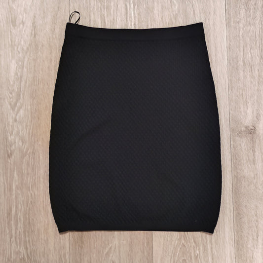 Next Black Textured Knit Pencil Skirt Women's Size UK 10 EUR 38 Stretch