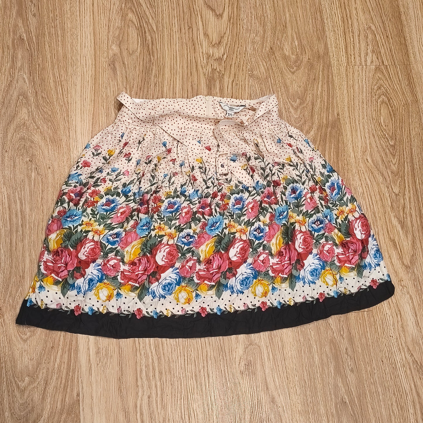 New Look Womens Floral Polka Dot Skirt UK 10 EU 38 Belted Summer Mini Skirt