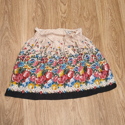 New Look Womens Floral Polka Dot Skirt UK 10 EU 38 Belted Summer Mini Skirt