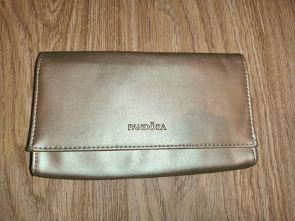 Genuine Pandora Metallic Gold Jewelry Travel Case | Folding Clutch Organizer