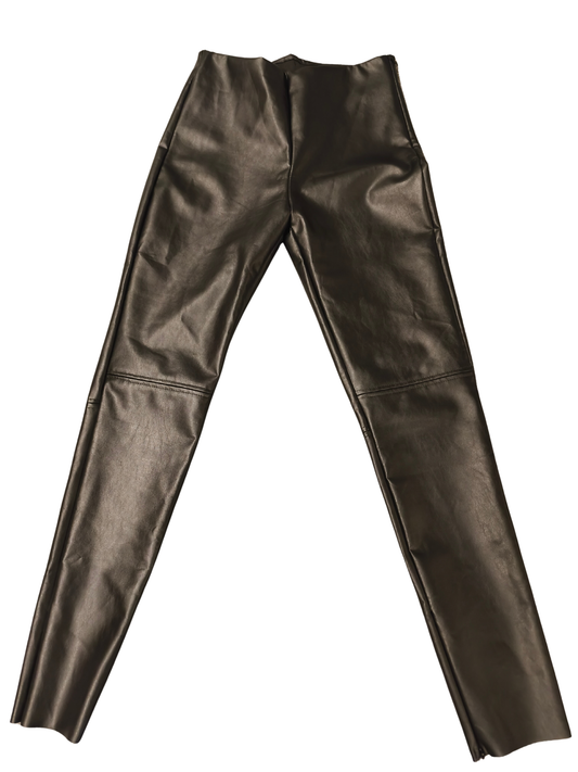 KappAhl Faux Leather Leggings Black Slim Fit Ankle Zip NWT Size 40 (US 10/M)