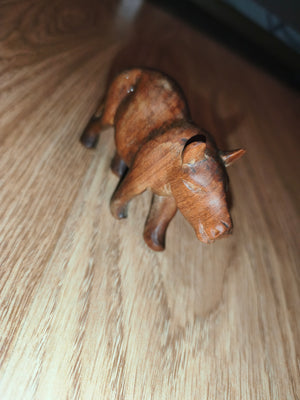 Figura de hipopótamo de madera tallada a mano vintage | Estatua de animal de madera retro