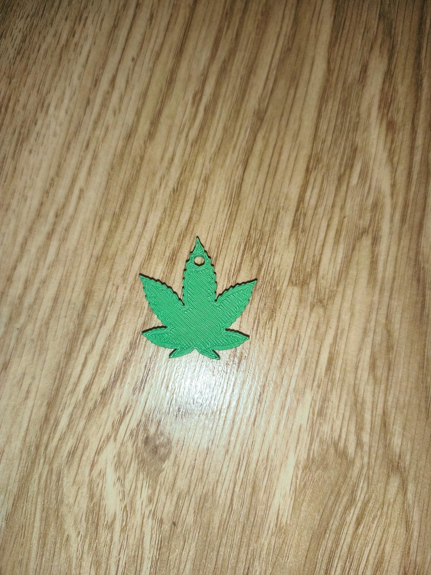 3D Printed Cannabis Leaf Keychain Charm (Green) – Charm Only / No Ring