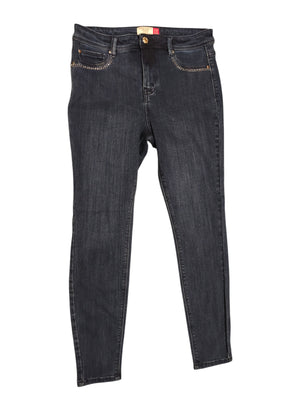 Next Mid Rise Power-Stretch-Jeans, dunkel gewaschen, Nieten-Taschen, Größe 14 Regular