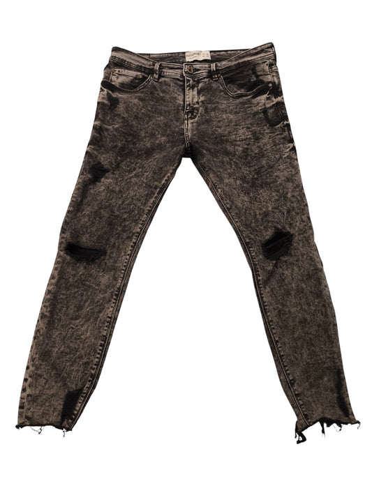 Pull&Bear Men's Grey Acid Wash Ripped Skinny Jeans - Size EUR 44 / MEX 34