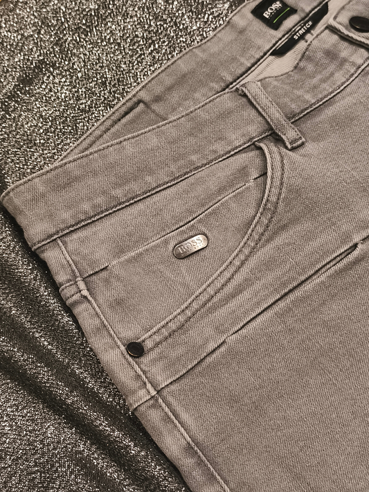 BOSS Hugo Boss Men's Grey Stretch Slim Jeans 34x32