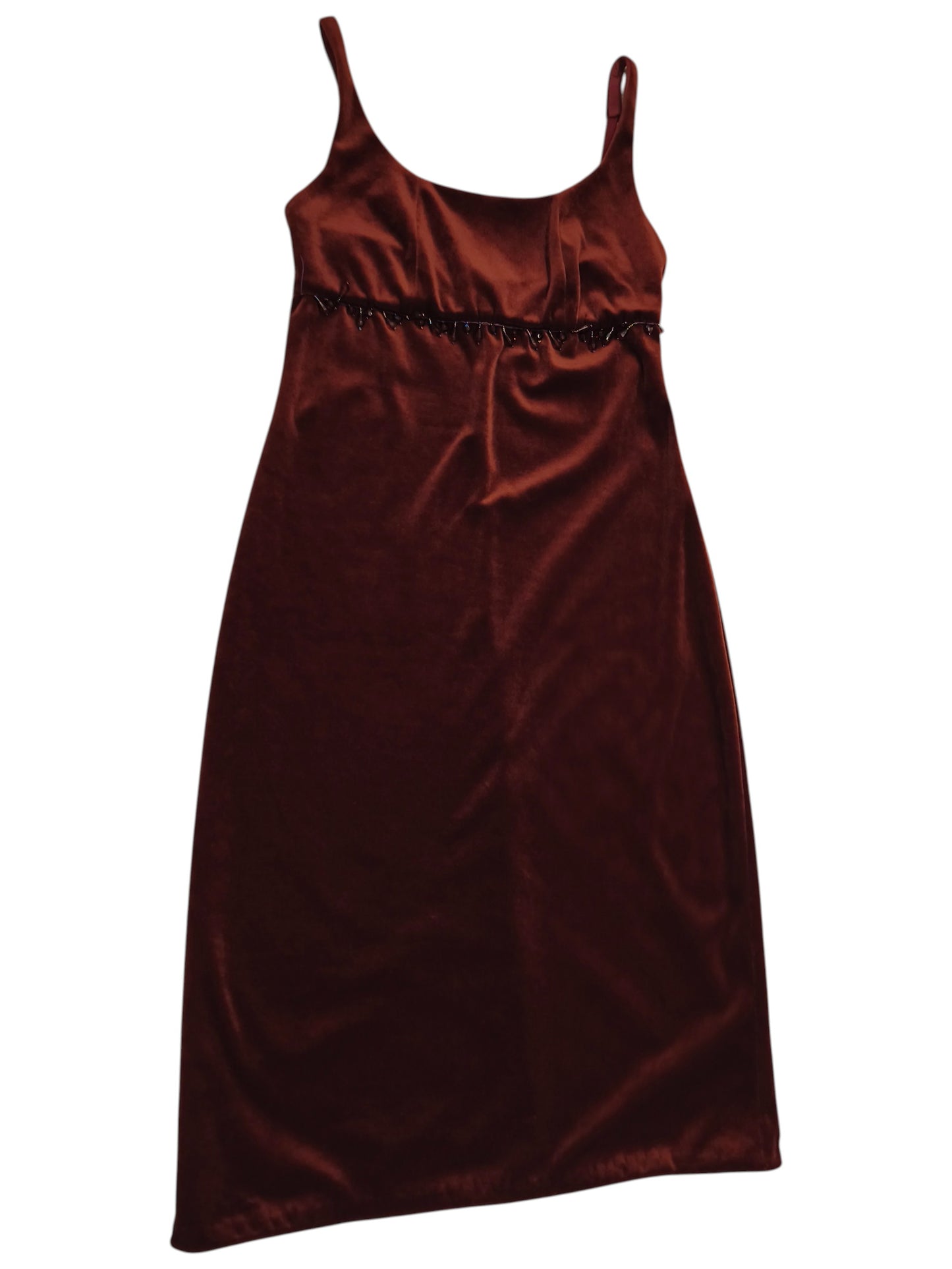 Rare VTG Forever 21 Red Velvet Maxi Dress Beaded Empire Waist Y2K Whimsigoth M L