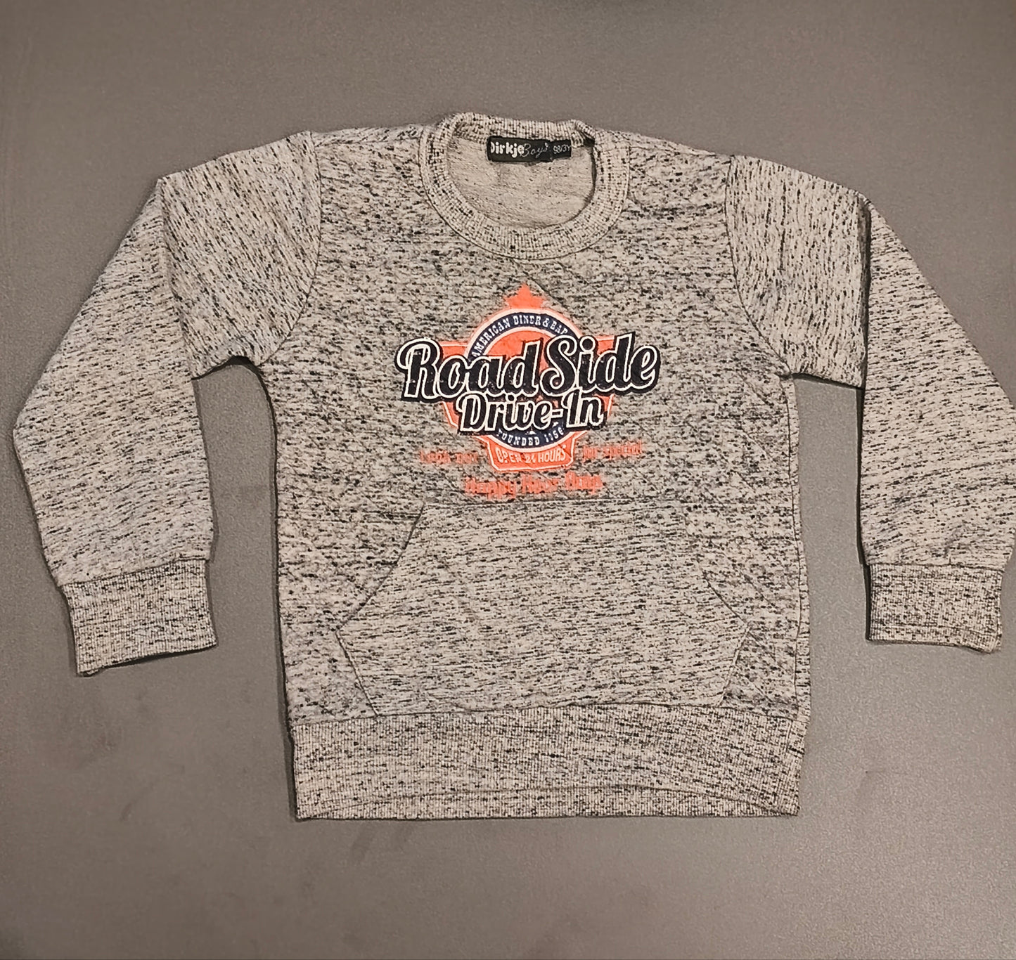 Dirkje Boys Grey Marl Graphic Knit Sweatshirt Jumper | Size 98 / 3Y