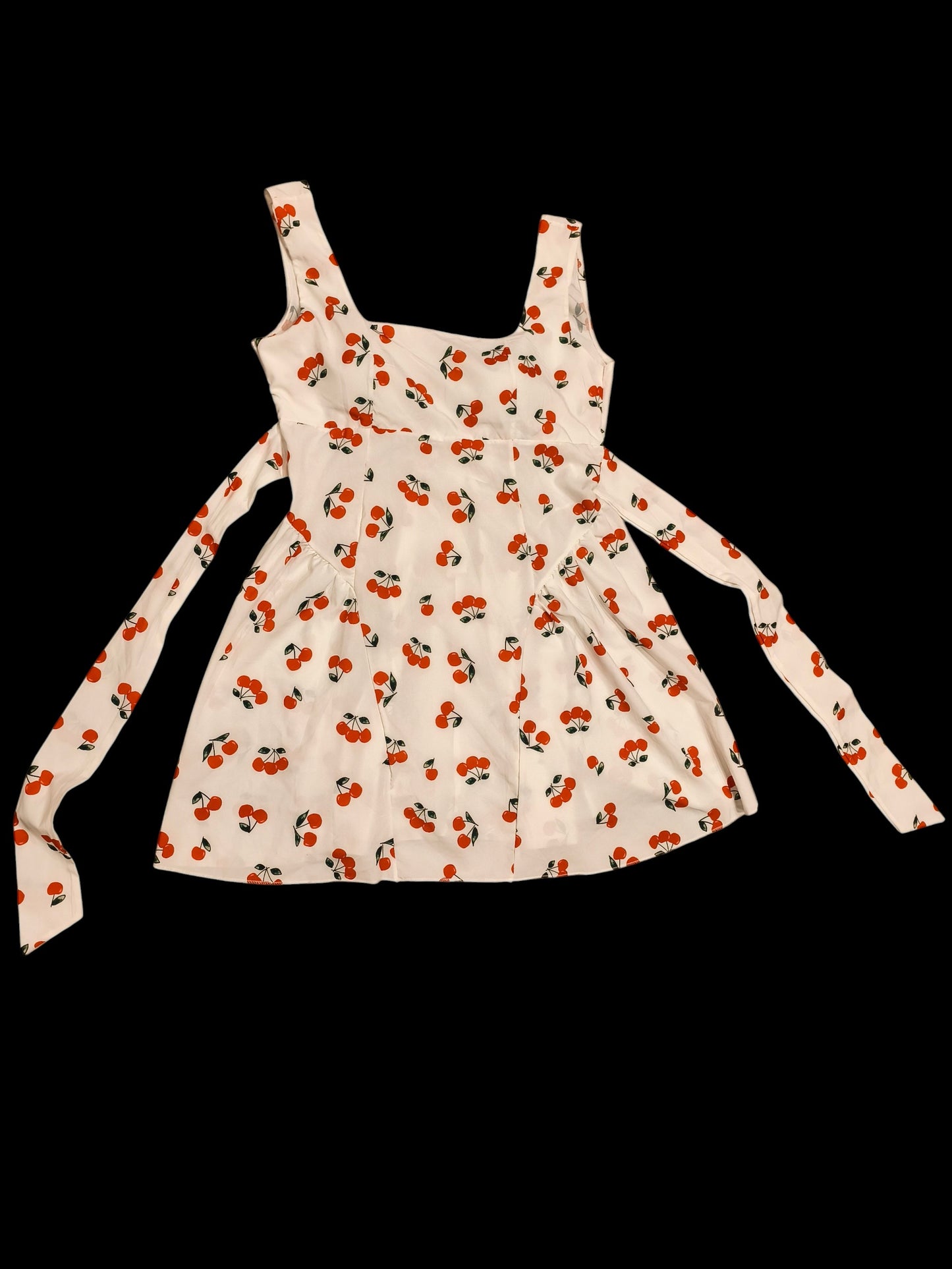 New Italian Cherry Print Sleeveless Dress/Tunic - White & Red - Size 16