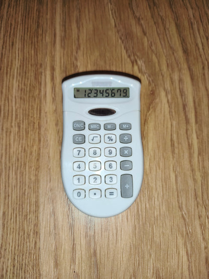 Texet White Ergonomic Desktop Calculator | 8-Digit Curved Basic Electronic Calculator