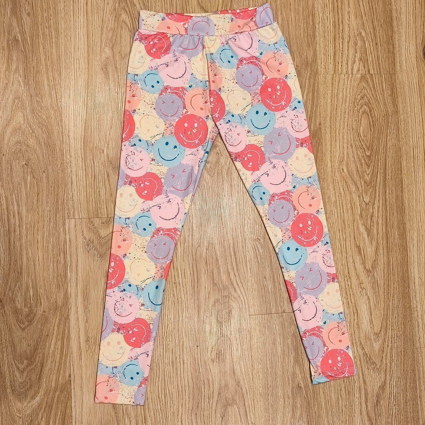 Next Girls Smiley Face Print Leggings Multicolor Stretch Pants Size 12 Yrs 152cm