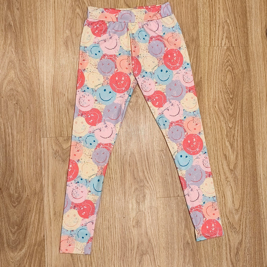 Next Girls Smiley Face Print Leggings Multicolor Stretch Pants Size 12 Yrs 152cm