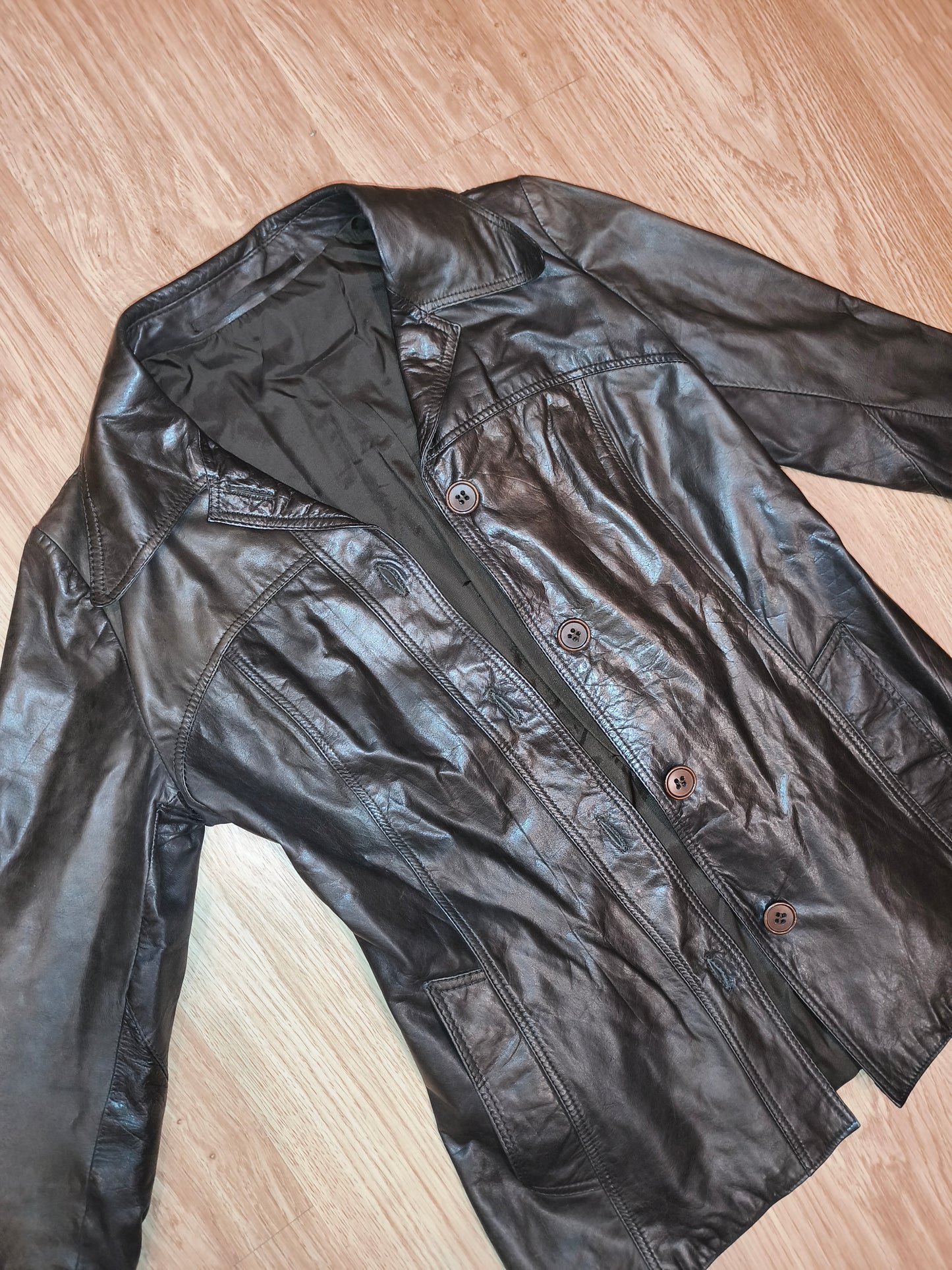 Vintage Fredrikson Jyväskylä Genuine Leather Jacket – Dark Brown – EU Size 36