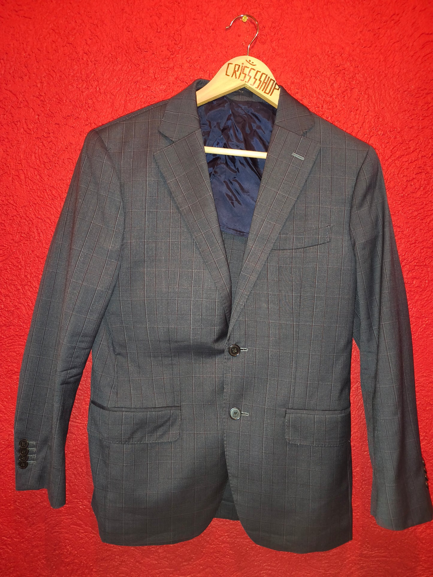 Boggi Milano Men's Blue Plaid Wool Silk Mohair Blazer Jacket - Guabello Fabric (Size EU 46R / US 36R)