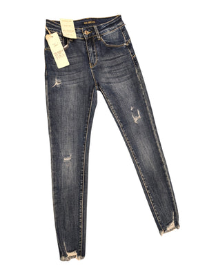 RE-DRESS Push-up-Skinny-Jeans für Damen, Größe XS, dunkle Waschung, im Used-Look, formender Schnitt