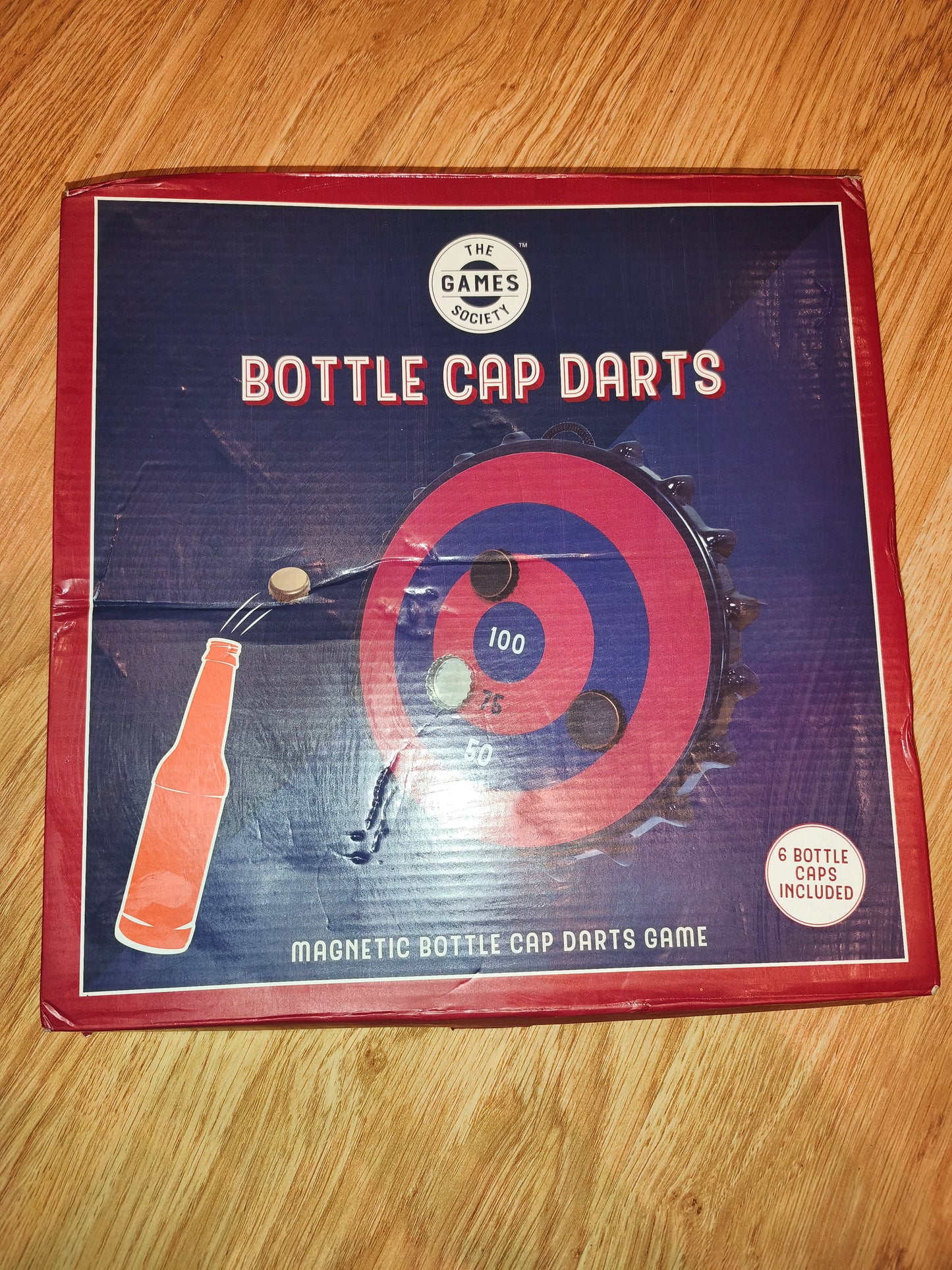 The Games Society Magnetic Bottle Cap Darts Game (Boxed with 6 Caps)