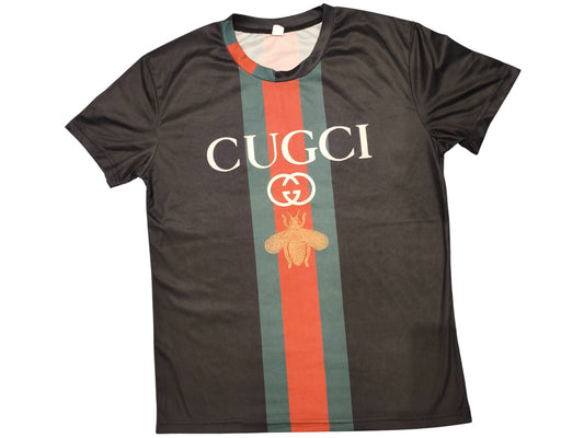 Men’s CUGCY Graphic T-Shirt - Black with Stripe & Bee Detail - Size 2XL
