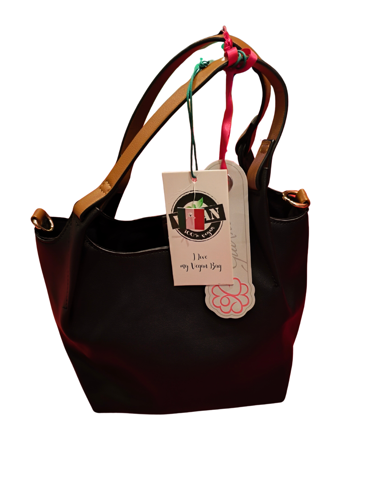 Glüxklee Vegan Leather Tote Bag – Stylish Eco-Friendly Shoulder Bag – Black NWT