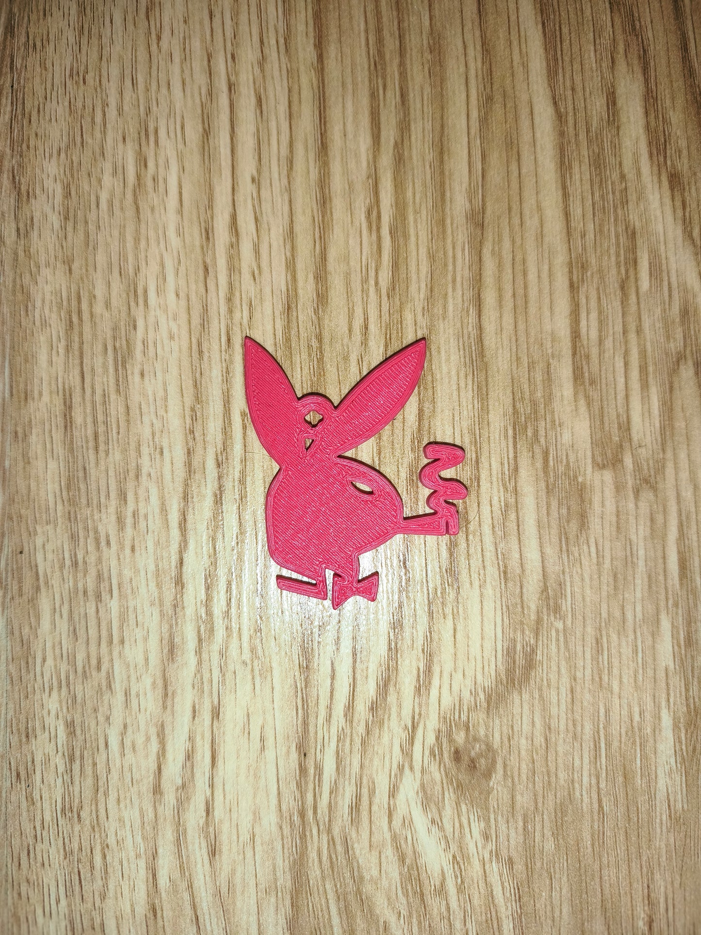 3D Printed Pink Playboy Bunny Parody Keychain Charm (Charm Only, No Ring)