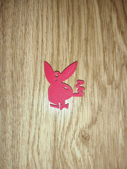 3D Printed Pink Playboy Bunny Parody Keychain Charm (Charm Only, No Ring)