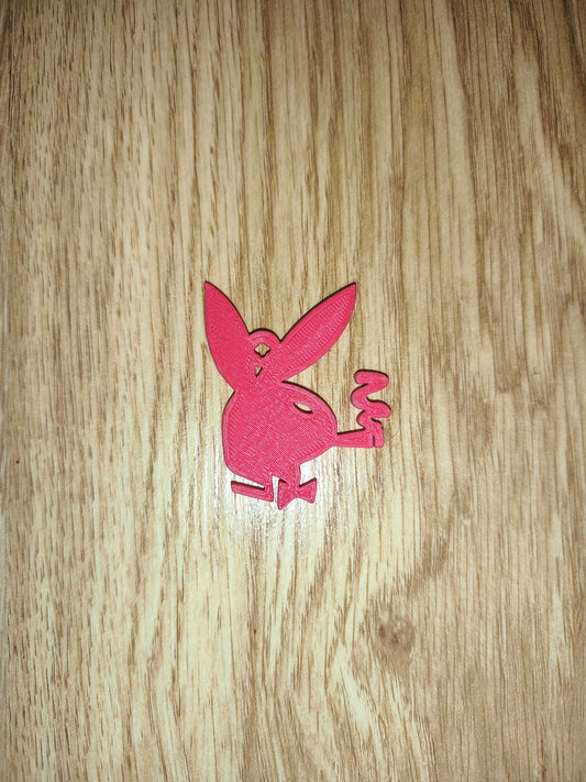 3D Printed Pink Playboy Bunny Parody Keychain Charm (Charm Only, No Ring)