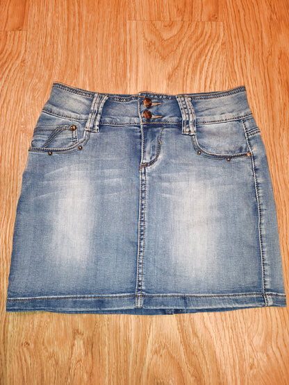 Vintage Style GOURD Denim Mini Skirt – High Waist, Size 29
