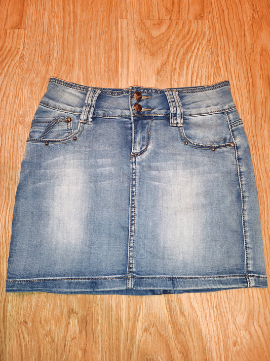Vintage Style GOURD Denim Mini Skirt – High Waist, Size 29