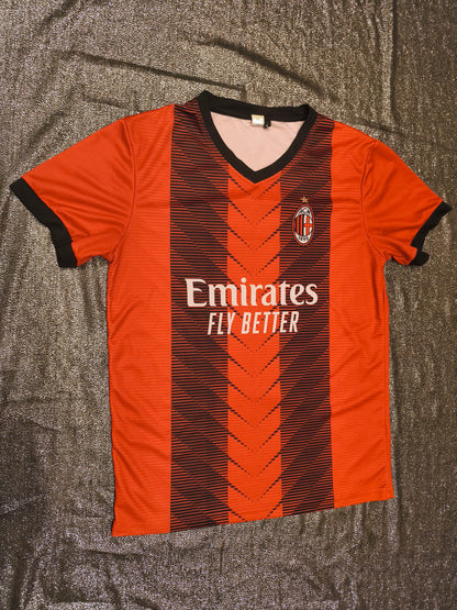 AC Milan Maldini #3 Jersey - Size Large - Red/Black Emirates Fly Better Soccer