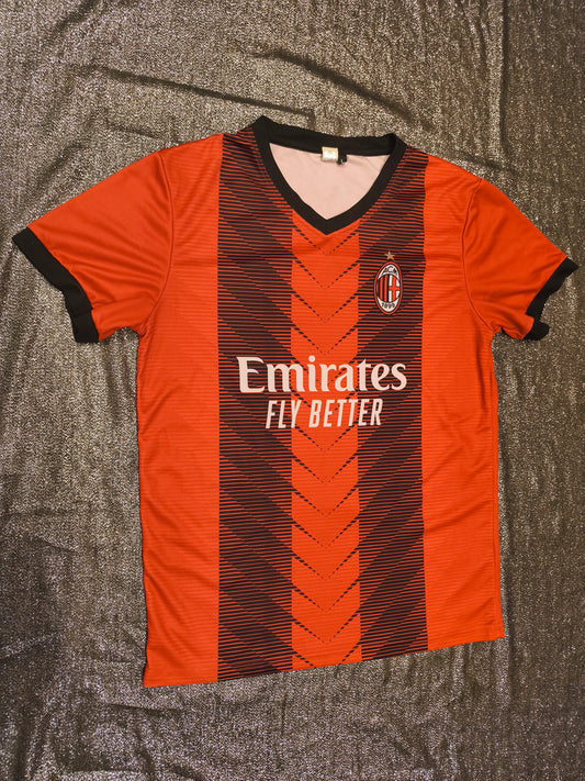 AC Milan Maldini #3 Jersey - Size Large - Red/Black Emirates Fly Better Soccer